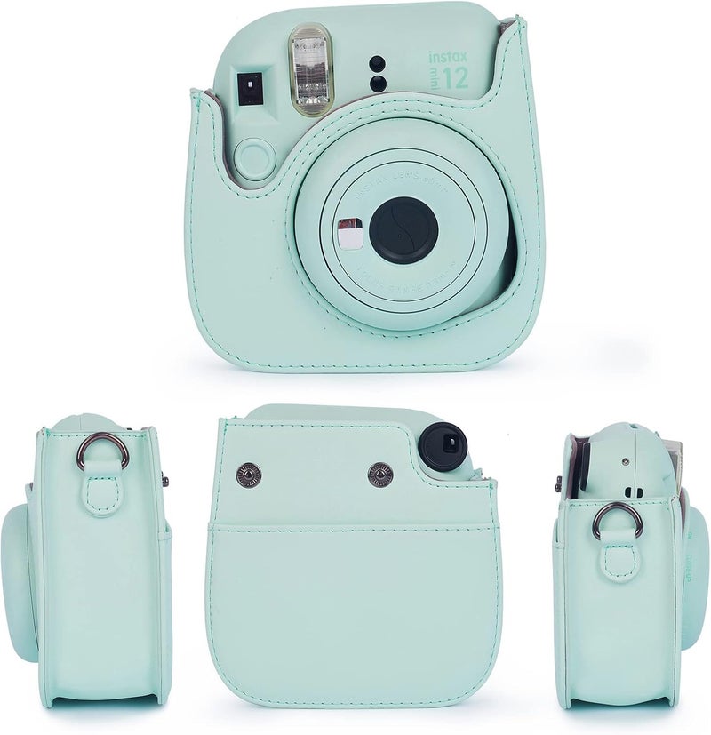 Phetium Instant mini 12 Camera Protective Case Compatible with Instax Mini 12 11,PU Leather Bag with Pocket and Adjustable Shoulder Strap (Mint Green) - Image 2